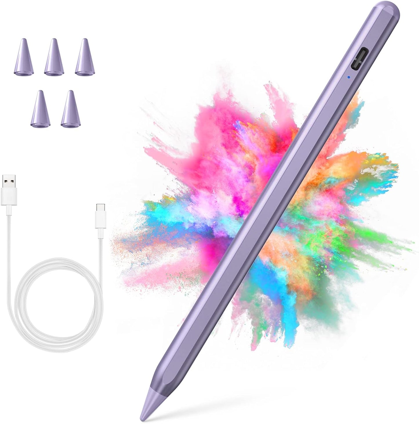 Stylus Pen for iPad 2018-2023 with Palm Rejection, Active Pencil for iPad 10th/9th/8th/7th/6th Generation, for iPad Pro 11/12.9 inch, for iPad Air 5th/4th/3th Gen, for iPad Mini 6th/5th Gen(Purple)