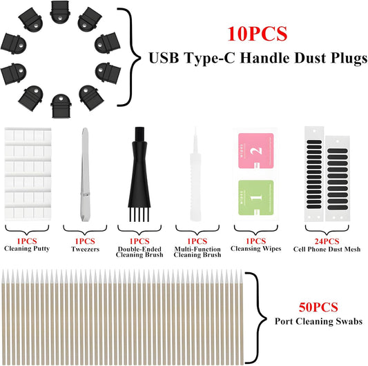 10PCS USB C with Grip Port Dust Plug, Easy Grip Dust Plug Cover, Type-C Dust Plug,Includes 8 Types Digital Product Cleaning and Protection Kits,for All Type C Ports,Compatible with iPhone 15 16