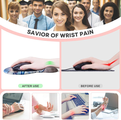 JIKIOU Mouse Pad, 2 Pack Ergonomic Mouse Pads with Comfortable Gel Wrist Rest Support and Smooth Cloth, Non-Slip PU Base for Easy Typing Pain Relief Durable and Easy to Clean Small Beach