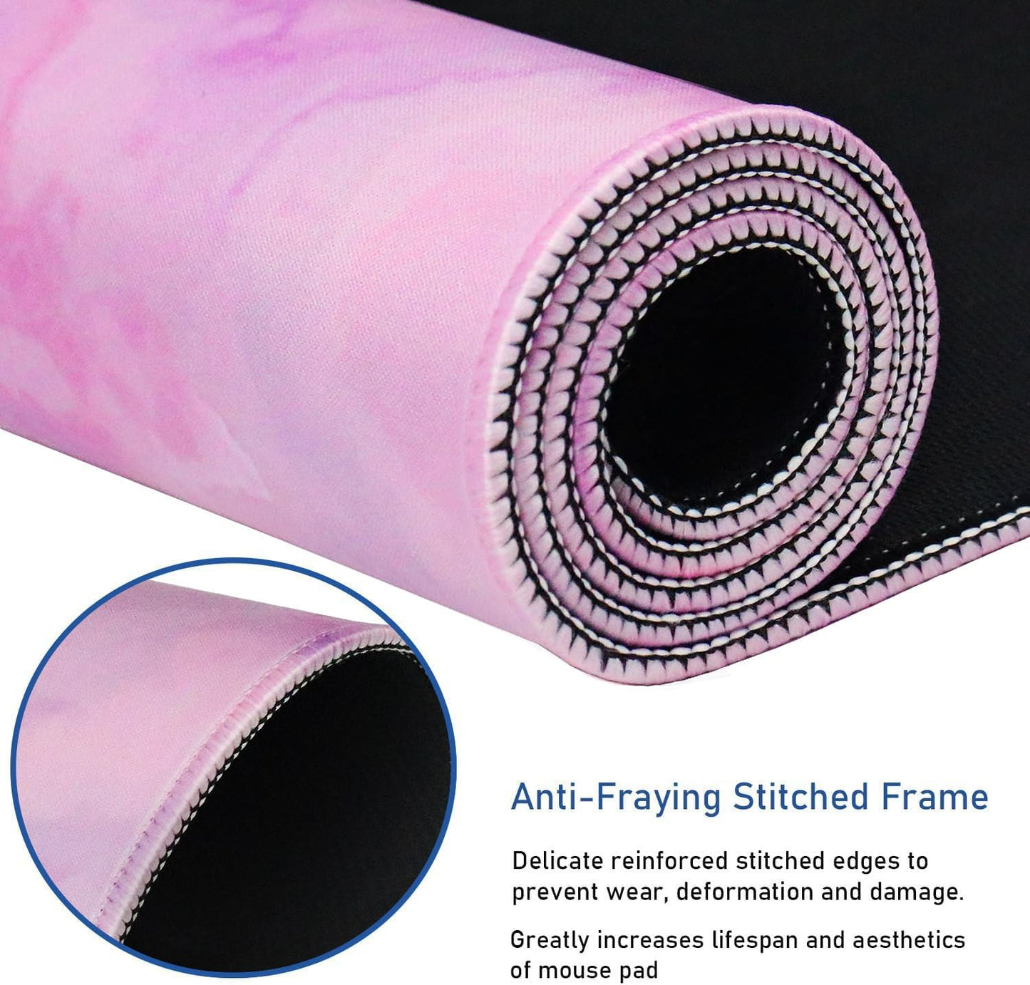 Large Extended Gaming Mouse Pad with Stitched Edges, (31.5X15.7In) Durable Non-Slip Natural Rubber Base, Waterproof Computer Keyboard Pad Mat for Esports Pros/Gamer/Desktop/Office/Home, Marble Purple