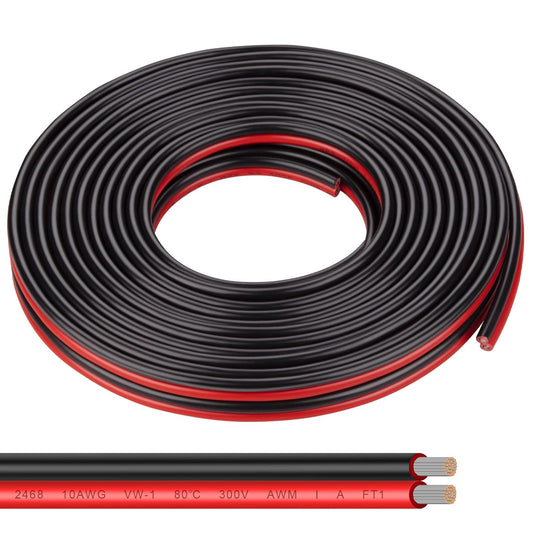 10 Gauge Wire 20FT Tinned Copper Wire-2 Conductor Parallel Wire Insulated Stranded Wire for Solar Panel Car Audio Automotive, Low Voltage Electrical Wire for LED Lighting (10AWG 20FT)