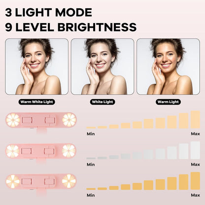 Mini Phone Tripod Stand,MQOUNY 38" Phone Tripod &Selfie Stick with Wireless Rechargeable Remote & Removable Light, Extendable Tripod Stand 360 Rotation Compatible with Phone&Android (MEI-Pink)