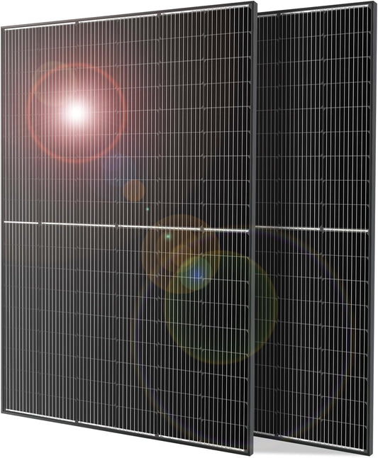 DOKIO 800W (2×400W) Monocrystalline Solar Panels 12/24V, 3 m Leads Each for Yard/Garden - Backyard Shed/Cabin/Patio, Off-Grid 12V Systems, Prefer Parallel for Stable Output, Fewer Connections