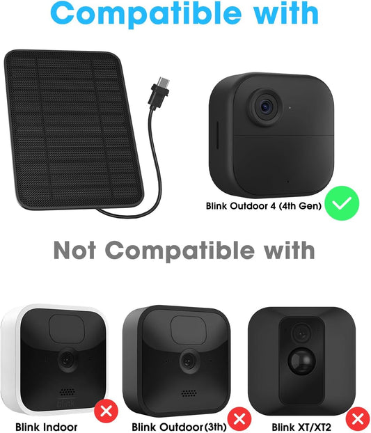 5W Solar Panel for Blink Camera Outdoor, Solar Panel Charger Compatible with Blink Outdoor 4 (4th Gen) Camera, Solar Panel w/Battery for Blink Camera, 9.8ft Cable Rubber Plug IP65 Waterproof, 3 Pack