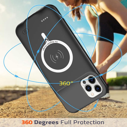 Battery Case for iPhone 12 Pro/ 12 , Upgraded 10000mAh Rechargeable Portable Extended Battery Pack Supported Qi Wireless Charging Case Compatible with iPhone 12 Pro/12 (6.1 inch) Charger Case (Black)