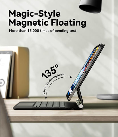 GreenLaw for iPad 11th(A16,2025)/10th(2022) Generation Case with Keyboard, Magic-Style Keyboard Stand, 7 Color Backlit, Stain-Resistant Surface, Multi-Touch Trackpad,Obsidian Black