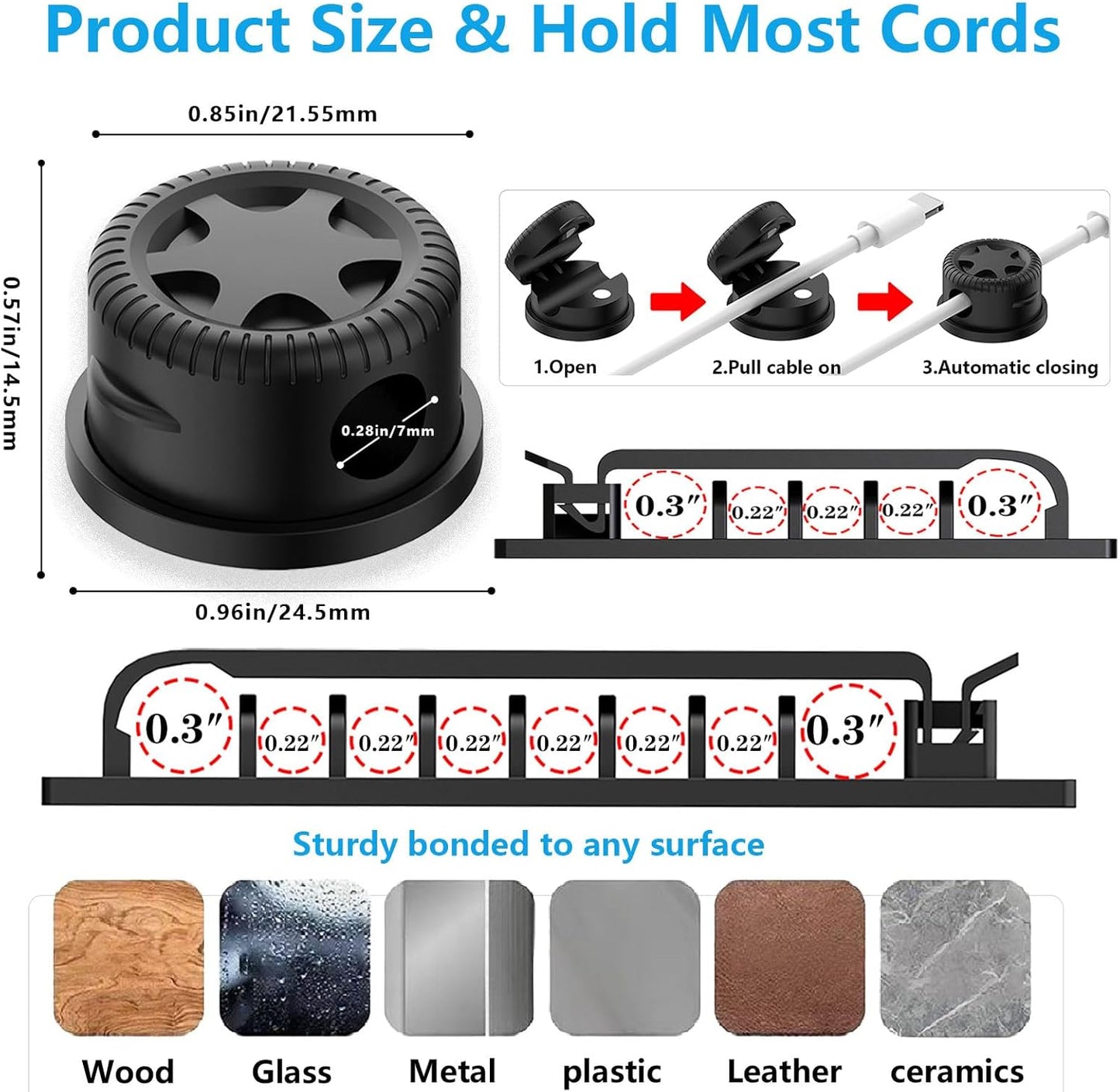 ELII 328Pcs Cable Management Kit, 8 Magnetic Cable Holder,69Adhesive Cable Clips,4 Cable Sleeve Split,22Reusable Cable Strap,200 Nylon Cable Zip Ties with 25 Mounts TV Office (Black)