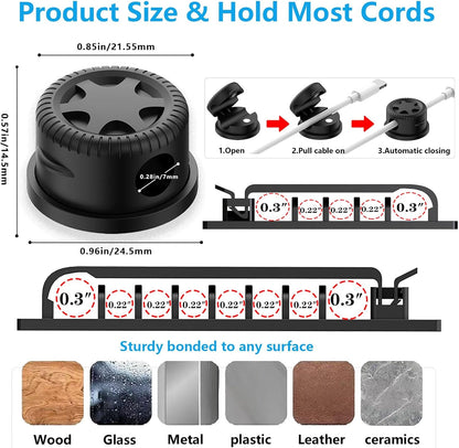 ELII 328Pcs Cable Management Kit, 8 Magnetic Cable Holder,69Adhesive Cable Clips,4 Cable Sleeve Split,22Reusable Cable Strap,200 Nylon Cable Zip Ties with 25 Mounts TV Office (Black)