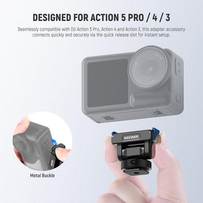 NEEWER Magnetic Mount Adapter Compatible with DJI Osmo Action 5 Pro/4/3, Upgraded Metal Quick Release Action Camera Mount Vlogging Accessories