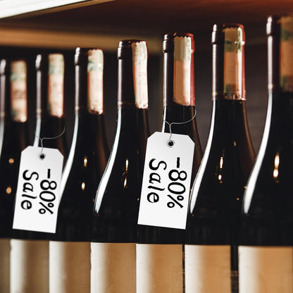 100 White Tags with String - Large Plastic Tags with Reinforced Hole for Price Machines Parts Luggage Garage Inventory (4 3/4" x 2 3/8")