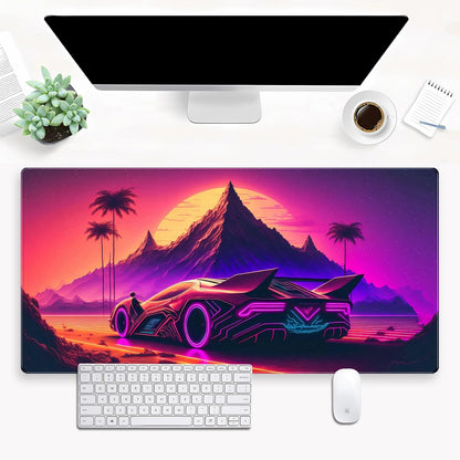 Purple Cyberpunk Fantasy Gaming Mouse Pad - XL Extended Sci-Fi Neon City Design Desk Mat for Computers, Office & Gaming (31.5" x 15.7")