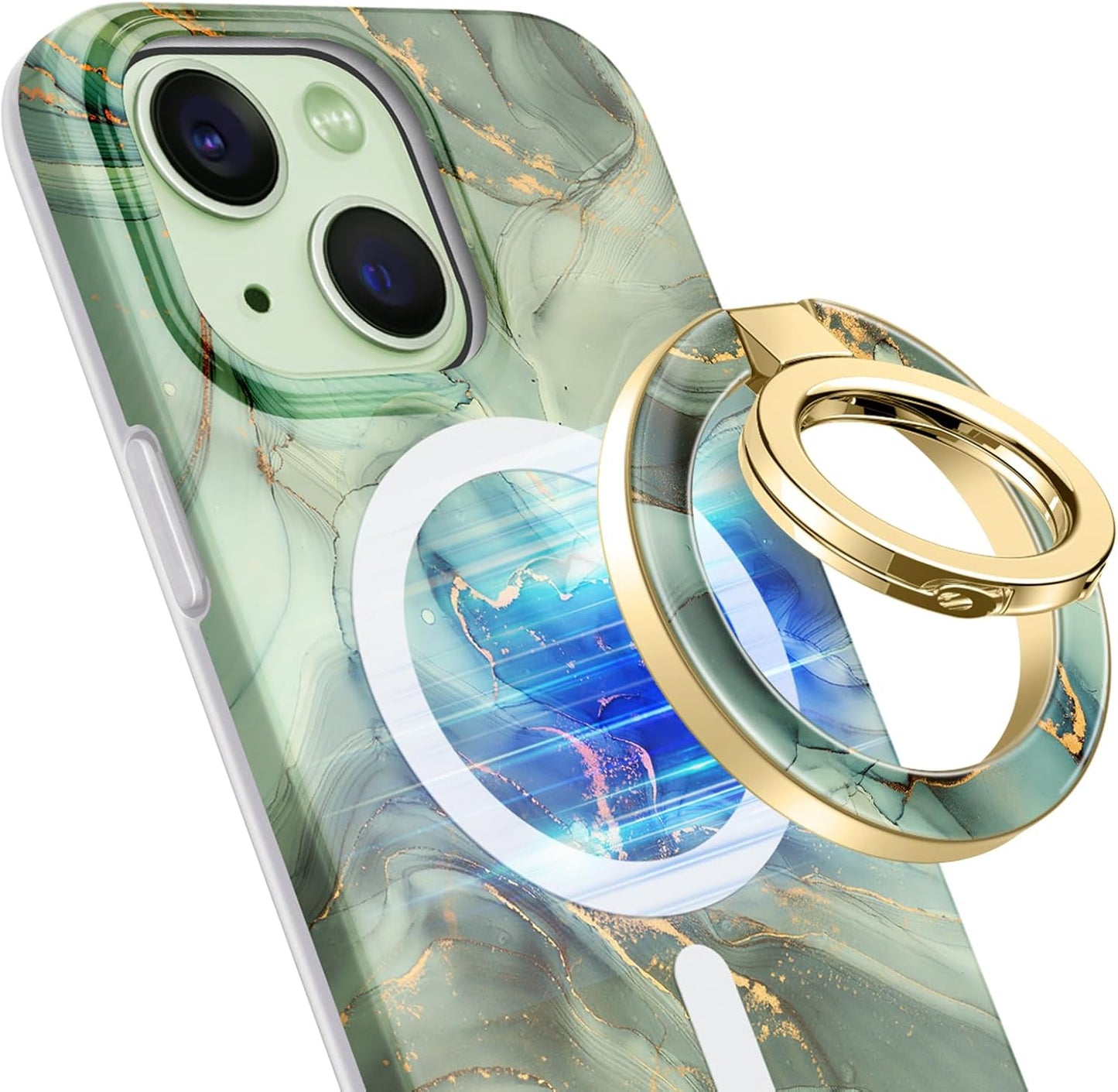 GVIEWIN Magnetic Phone Ring Holder, Compatible with MagSafe Phone Grip with Adjustable Stand, Magnet Phone Ring Kickstand for iPhone 16 Pro Max/Plus/15/14/13/12 Series/Other Phones (Desert Dream)