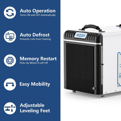 ALORAIR Basement/Crawlspace Dehumidifiers 198 PPD (Saturation), 90 Pints (AHAM), 5 Years Limited Warranty, Condensate Pump, Auto Defrosting, Rare Earth Alloy Tube Evaporator, Remote Control (optional)