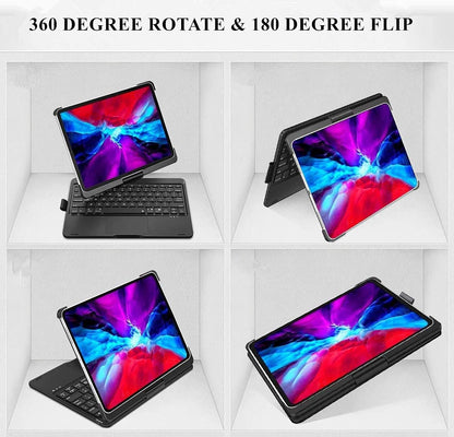 Rotatable Keyboard Case for iPad Air 11 Inch (M3/M2)/ Air5/Air4/Pro11 2022/2021/2020, Backlits Bluetooth Touchpad Keyboard Smart Cover with Pencil Holder, Rose Gold