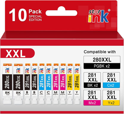 PGI-280XXL/CLI-281XXL Ink Cartridge Replacement for Canon 280 281 Ink Cartridges for Canon TR8620a Ink Cartridge TR8620 TR8520 TR7520 TR8600 TS6120 TS6220 TS6320 TR8500 Printer-2PGBK/2BK/2C/2M/2Y