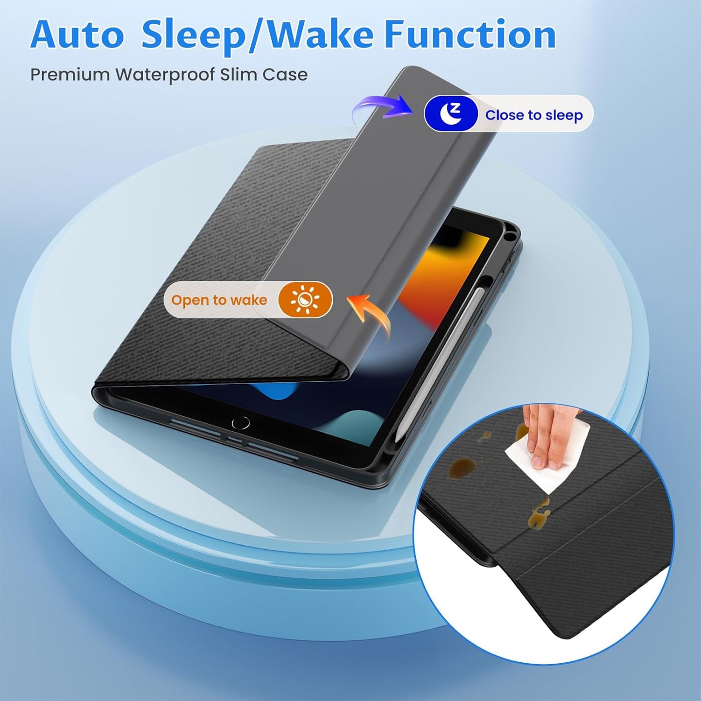 OYEEICE for iPad 9th Generation Case with Keyboard - Detachable Backlit Keyboard - Rotatable Cover with Pencil Holder for iPad 9th/8th/7th Gen, iPad Air 3rd Gen & iPad Pro 10.5" - Black