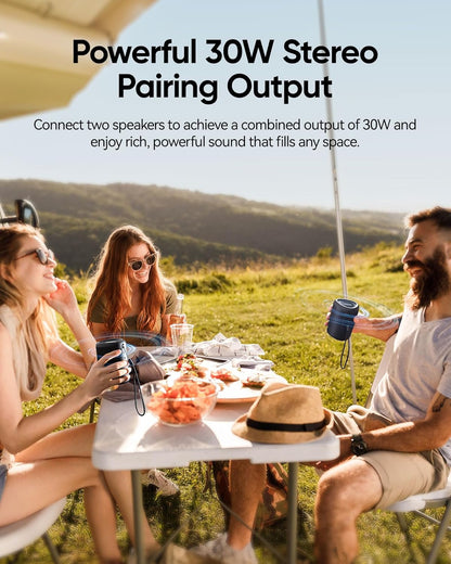 Portable Bluetooth Speaker with Lights, Stocking Stuffers, Powerful Crystal Clear Sound, IPX5 Waterproof, All Day Playtime, BT 5.3, TWS Paring, Small Wireless Speaker for Outdoor, White Elephant Gifts