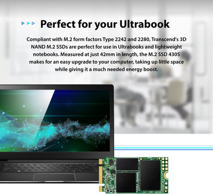 Transcend 1TB M.2 2242 SATA III SSD with Dram Cache, Up to 560MB/s, Compatible w/Ultrabook, Laptop, PC, Desktop, 3D TLC NAND Flash Internal Solid State Drive, LDPC Error Correction, SLC Cache, B+M Key