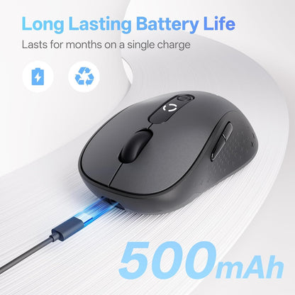 XBG B15 Tri-Mode Wireless Mouse, Bluetooth 5.0/4.0 & 2.4G, 5 Adjustable DPI, Type-C Rechargeable with 3-Level Battery Indicator, Ergonomic Silent Design for Office/Laptop/Travel