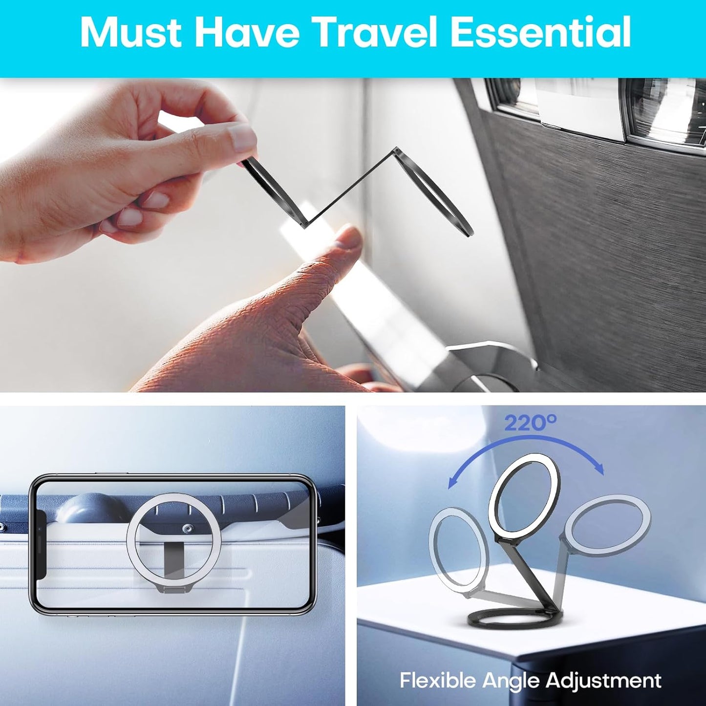 Mini Airplane Magnetic Phone Holder, MagSafe Compatible Magnetic Travel Phone Mount, Must-Have Flight Accessories, Travel Essentials