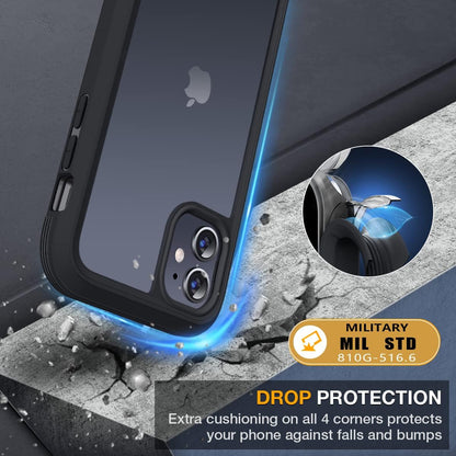 Miracase Glass Series for iPhone 11 Case 6.1 inch, Upgraded Full-Body Rugged Phone Bumper Case Cover with Built-in 9H Tempered Glass Screen Protector and Camera Protector, Matte Black