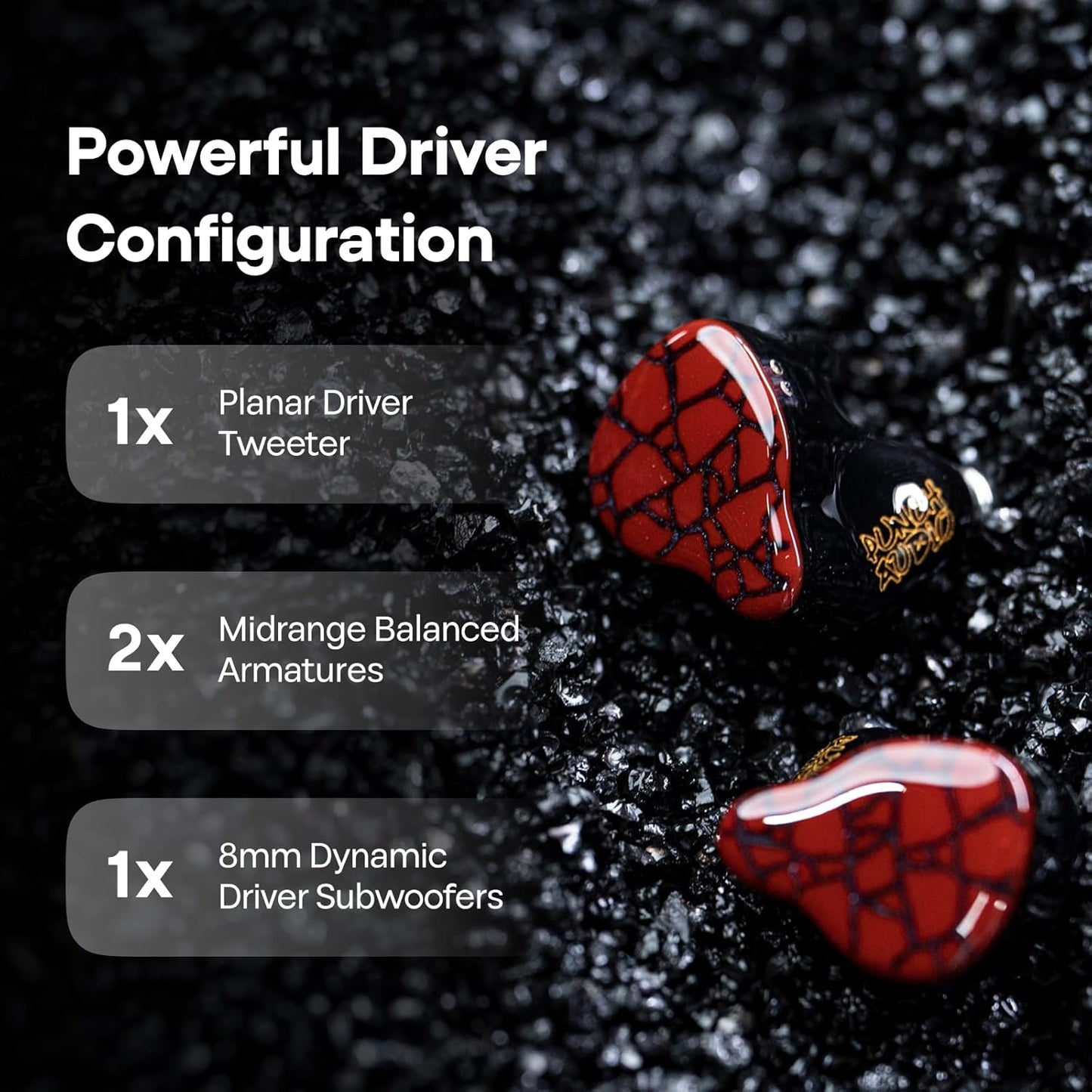 Linsoul Punch Audio Martilo in Ear Monitor, 1 Planar + 2BA + 2DD Hybrid Driver Basshead IEM Earphones, HiFi Wired Earbuds, with Precision Detail for EDM Hip-Hop Monitoring