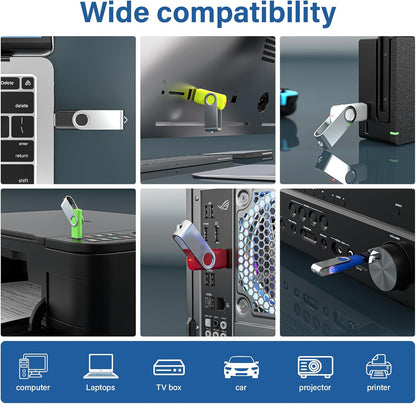 USB Flash Drives 1GB 20 Pack, Wooolken USB 2.0 Thumb Drives with Keychains Memory Stick USB Drive Pendrive for PC Laptop Computer (Black)