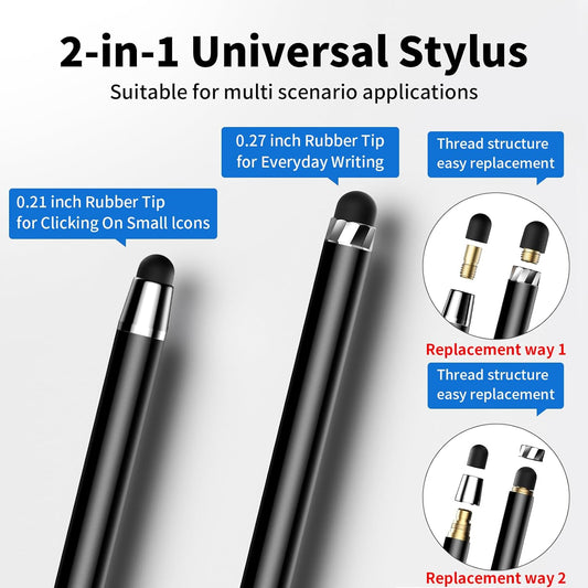 Stylus Pen for Touchscreen,5 PCS Stylus,Stylus 2-in-1 High Sensitivity Precision Suitable for All Touch Screens of iPhone/ipad/Android Tablet(Black)