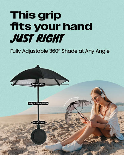 3 in 1 Magnetic Umbrella Sunshade Collapsible Expandable Phone Grip & Stand - Elegant Magsafe Compatible Phone Holder for Secure Grip and Hands-Free Viewing (Sky Blue)