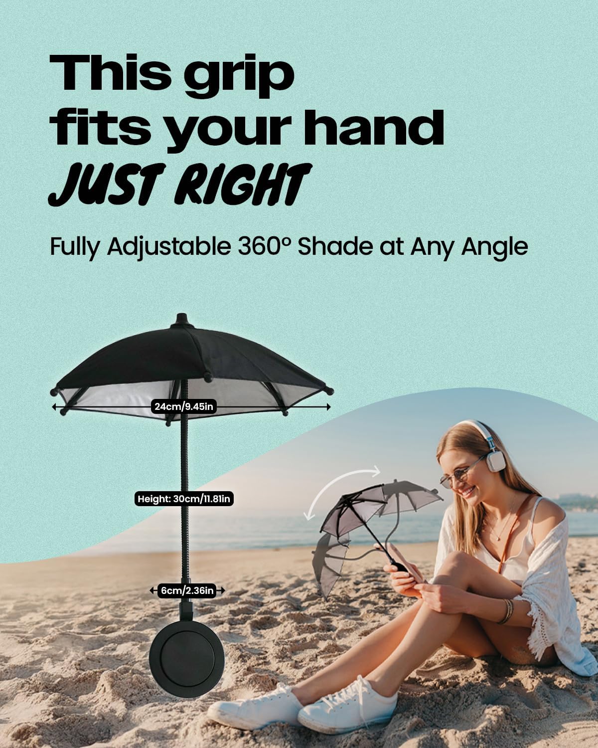 3 in 1 Magnetic Umbrella Sunshade Collapsible Expandable Phone Grip & Stand - Elegant Magsafe Compatible Phone Holder for Secure Grip and Hands-Free Viewing (Pink)