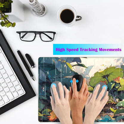 Anime Frog Mouse Pad Desk Mat Cure Frogs On Rainy Days Green Desk Decor Mat, Large Gaming Mouse Pad for Desk Computer Keyboard Laptop, Desk Decor Home Office Accessories for Girl with Stitched Eges