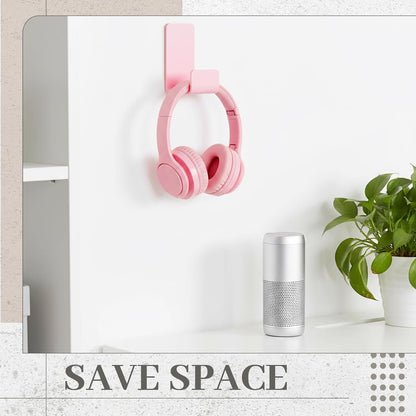 Weewooday 4 Pieces Headphone Hanger Holder Desk Adhesive Headphone Hook Wall Mount Headset Stand Acrylic Holder with Glues for General Purpose Game Earphone (Pink)