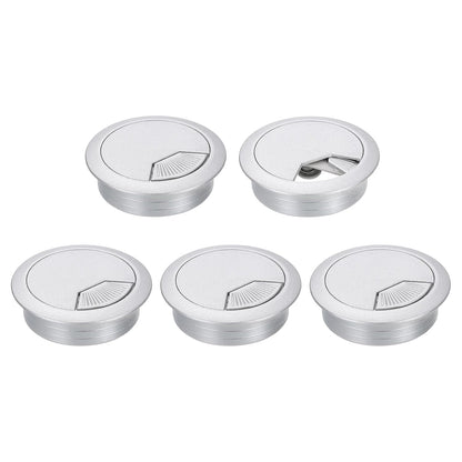 uxcell 5 Pcs 53mm (2.09 Inch) Desk Grommet, Plastic Cable Hole Cover, Wire Cord Cable Organizer for Home Office Computer Desk Cabinet, Silver