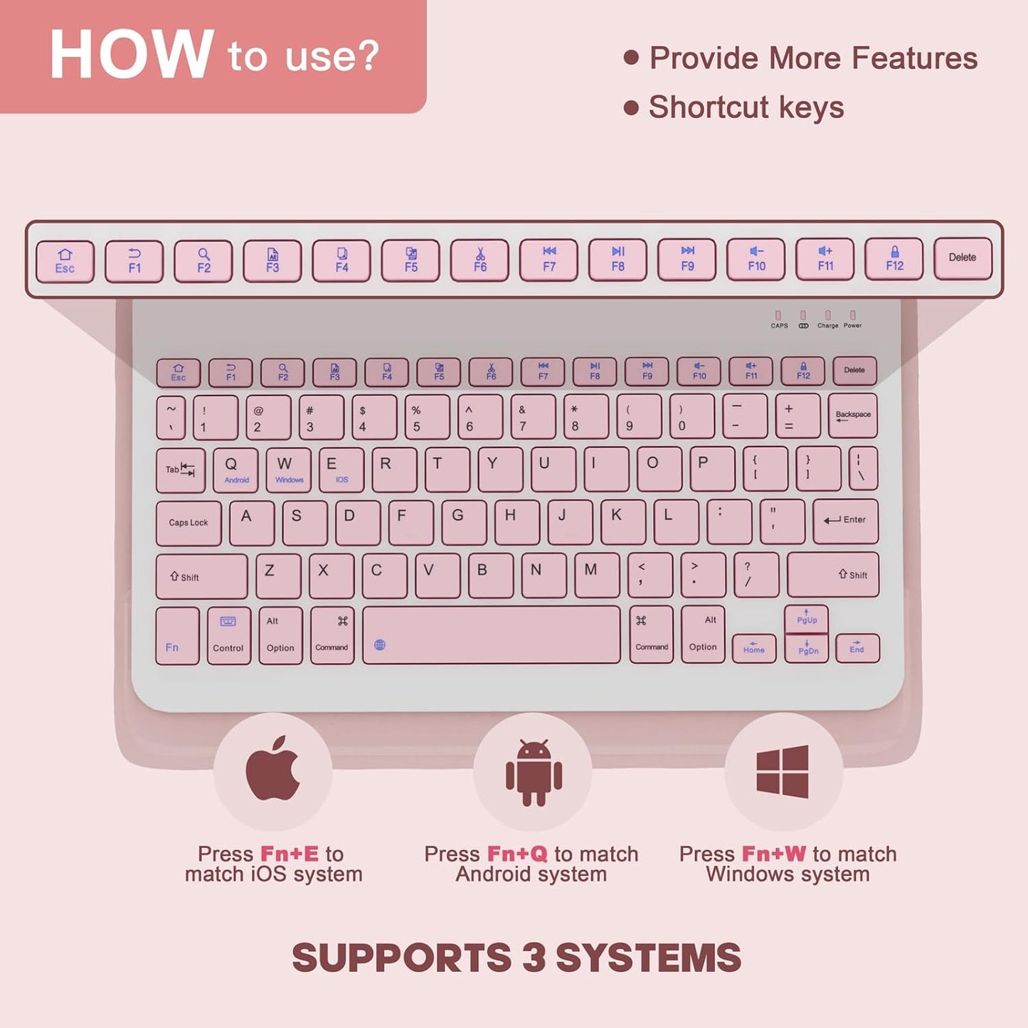 NOKBABO for iPad 11th 10th Generation Case with Keyboard, Magnetic Wireless Detachable Folio case with Pencil Holder, Keyboard for iPad 11th(A16,2025) & ipad 10th Generation(2022) - Light Pink