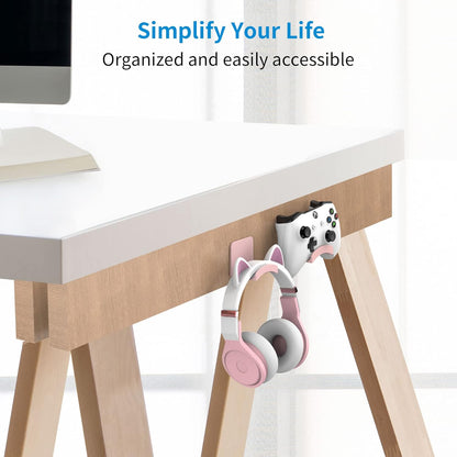 SOKUSIN Headphone Stand Headset Holder - Adhesive Gaming Earphones Hanger, Universal Desk Wall Mount Hook for All Headphone/Controller, Compatible with Beats, AirPods Max,Sony, JBL (Pink-2Pack)