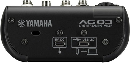 Yamaha AG03MK2 Black 6-Channel Live Streaming Loopback Mixer/USB Interface with Steinberg Software Suite