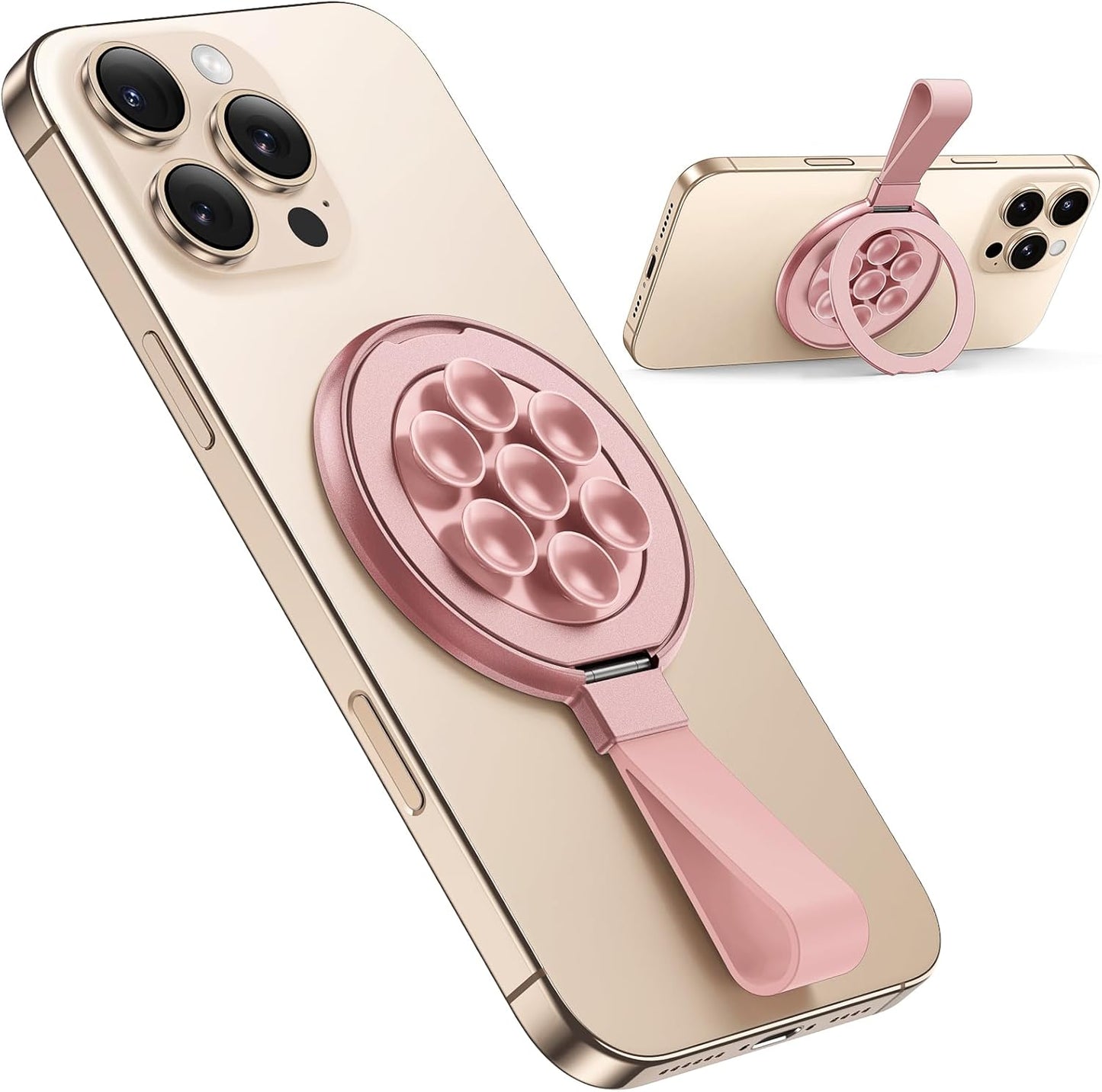 TAURI for Magsafe Suction Phone Grip - Universal Magnetic Suction Grip, 360° Rotating Hands-Free Holder, Silicone Suction Grip for iPhone 16 Pro Max/15/Android/S25,Pink