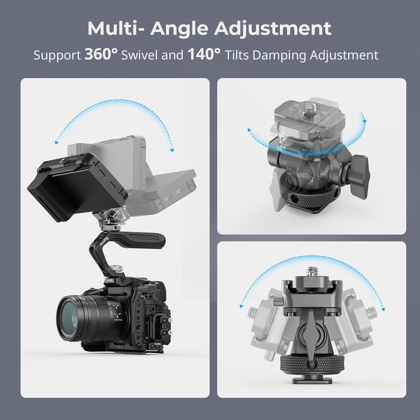 SmallRig HawkLock H21 Quick Release Monitor Mount with Cold Shoe Mount, Swivel and Tilt Adjustable Monitor Holder with 1/4"- 20 Screw, Dual Anti-Twist Design, for Ninja V and V+ Monitors