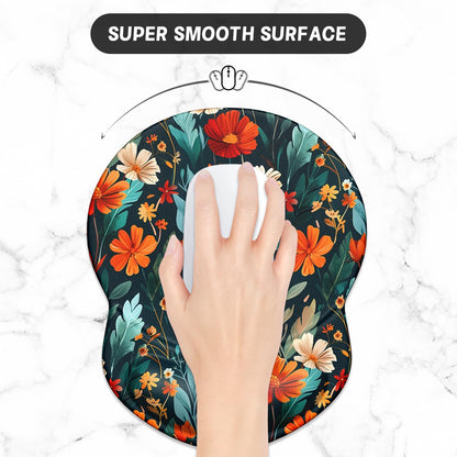ITNRSIIET Ergonomic Mouse Pad with Gel Wrist Support Small Wrist Rest Smooth Surface Non-Slip PU Base Comfortable Office Supplies Pain Relief, 8.7 x 7.2 inches, Beautiful Flowers