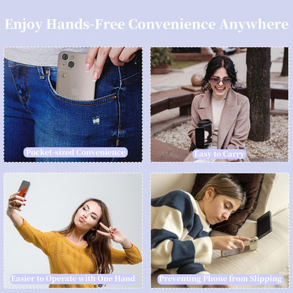 Phone Grips Strap Holder for Hand Grip, Adhesive Cellphone Case Accessories Sticky Gripper Handle Holders for Back of Phone with Finger Loop for Kindle, iPhone, iPad - 4 x Grey, Black, White