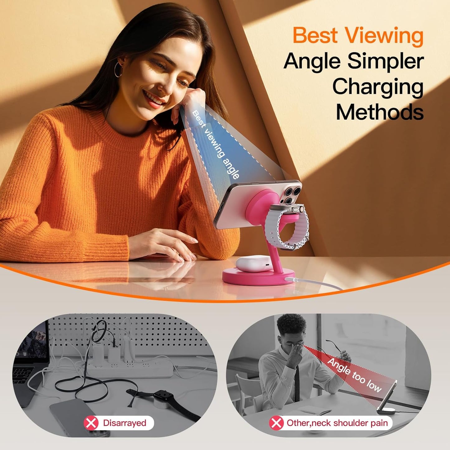 2025 3 in 1 Charging Station for Apple iPhone AirPods Watch with Mag-Safe Charger Wireless Charger Stand for iPhone 16 15 14 13 12 Series AirPods iWatch Series - Gifts for Wife & Husband