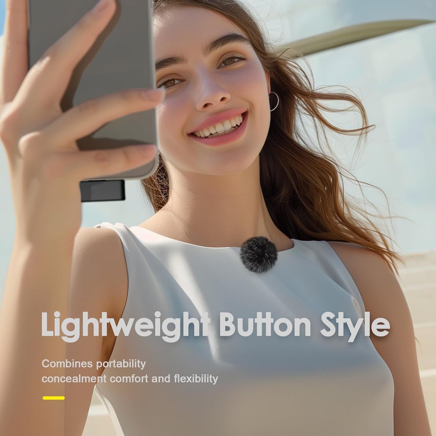 Wireless Lavalier Microphone for iPhone/Android with Lightning/USB C(2 TX+2 RX+Charging Case), Mini Microphone with Noise Cancellation, 35H Battery, Clip on Lapel Mic for Video Recording Vlog