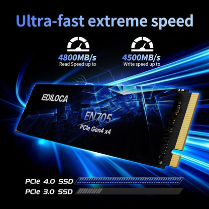 2TB SSD NVMe M.2 2280 PCIe Gen4 x4 Internal Solid State Drive - Up to 4800MB/s, 2TB SSD PS5 Dynamic SLC Cache, PS5 Compatible for Gaming PC Laptop(EN705)