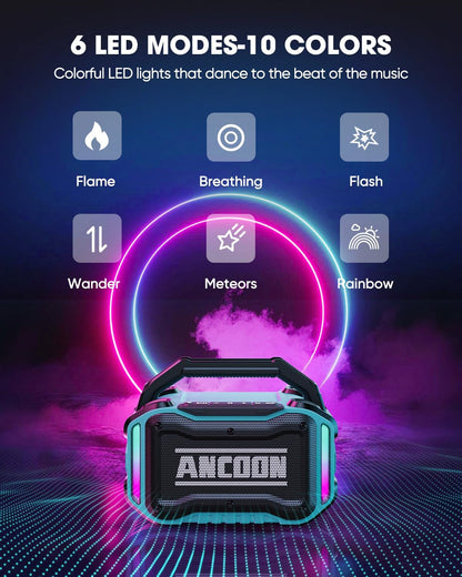 Speakers Bluetooth Wireless: 80W(Peak) Loud Speaker with Bass, 20H Playtime, IPX6 Waterproof, Large Jobsite Speakers for Work, Outdoor, Workshop, Garage, Portable Speaker with TWS (Sky Blue)