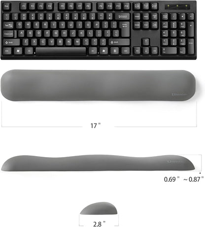 UnivoColors Design-Wave Keyboard Wrist Rest, Artificial Sheepskin+Memory Foam+Ergonomic+Anti-Slip Gel, Resilience Support During Work and Gaming,Keyboard Accessory,Grey