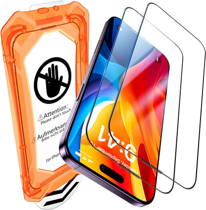 UniqueMe for iPhone 14 Pro Screen Protector - [Military Grade Shatterproof & 9H+ Hardness] Screen Protector 14 Pro Tempered Glass Full Coverage Protection, Easy Installation, 2 Packs