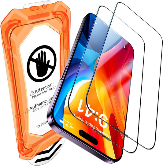 UniqueMe for iPhone 14 Pro Screen Protector - [Military Grade Shatterproof & 9H+ Hardness] Screen Protector 14 Pro Tempered Glass Full Coverage Protection, Easy Installation, 2 Packs