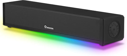 Wohome 2.1 Computer Speakers for Desktop PC, Bluetooth 5.3 PC Sound Bar with 7 RGB Light Modes, DC Powered Laptop Gaming Speakers with 3.5mm AUX-in/USB Connected for Projector, Tablet