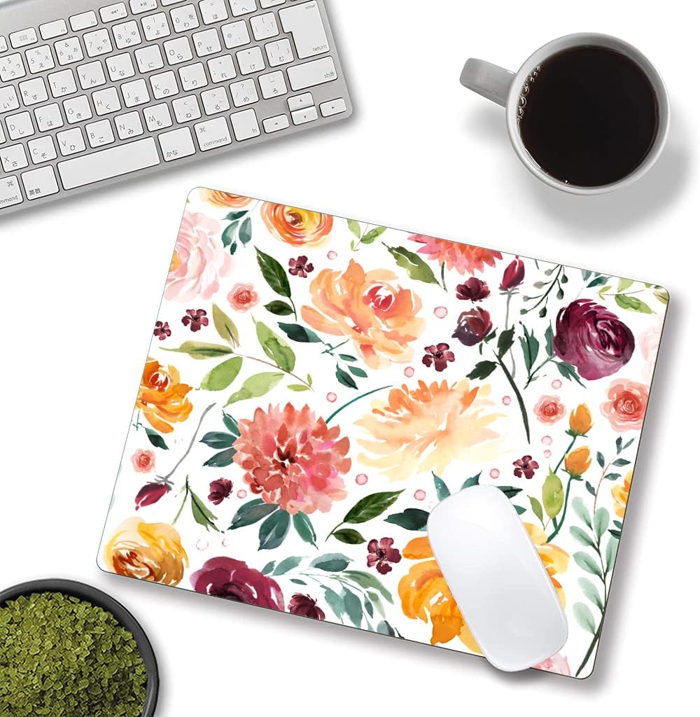 Mouse Pad, Premium-Textured Mouse Mat, Non-Slip Rubber Base Mousepad for Laptop, Computer & PC,9.5×7.9 in,Watercolor Peony Flower