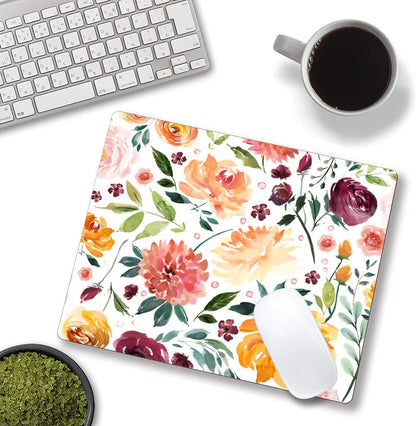 Mouse Pad, Premium-Textured Mouse Mat, Non-Slip Rubber Base Mousepad for Laptop, Computer & PC,9.5×7.9 in,Watercolor Peony Flower
